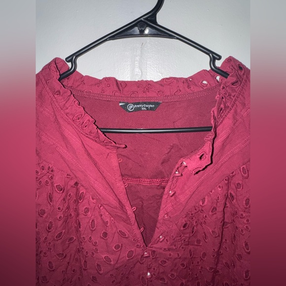 Pretty Garden Lantern Sleeve V Neck Button Lace Embroidered Blouse Sz XXL - Picture 4 of 5